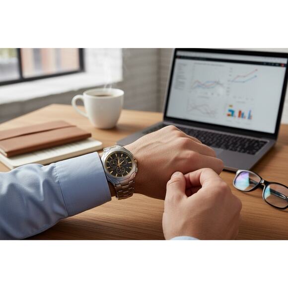 Solar CITIZEN Eco-Drive WR 100 Men’s Gold tone Watch with Stainless Steel Band - Picture 2 of 7